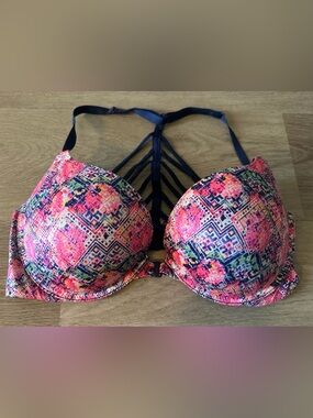 Victoria's Secret Very Sexy Push Up Pink Floral Strappy-Back Bra 36D